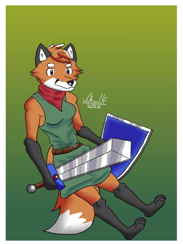 A portrait digital art piece of the Tunic Fox.