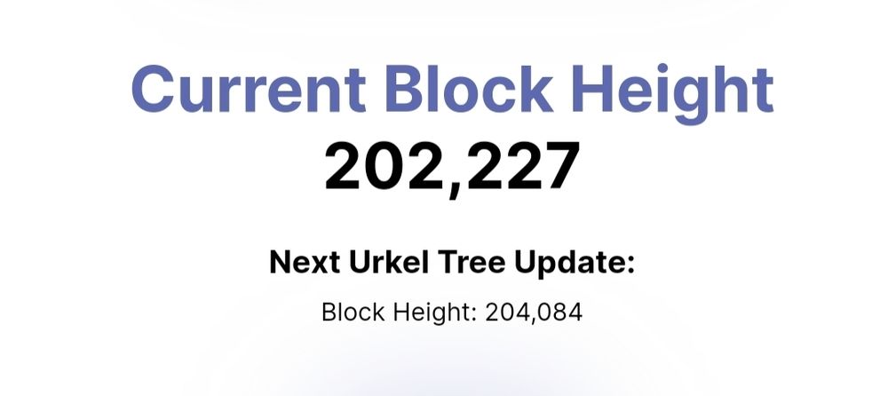 Handshake Blockchain 
Current block height 202,227
Next Urkel Tree Update: 204,084