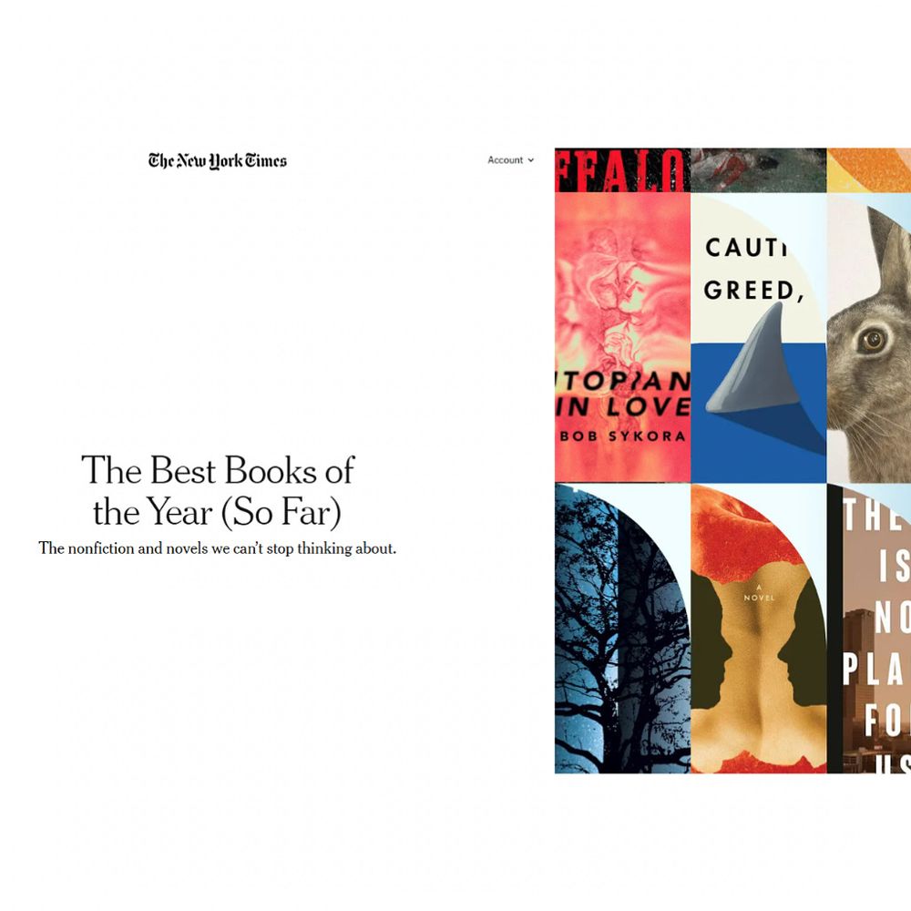picture of NY times article “The Best Books of the Year (So Far)” with my book UTOPIANS IN LOVE featured 