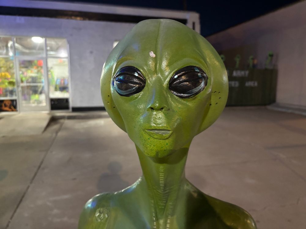 A life sized statue of an alien in Roswell 