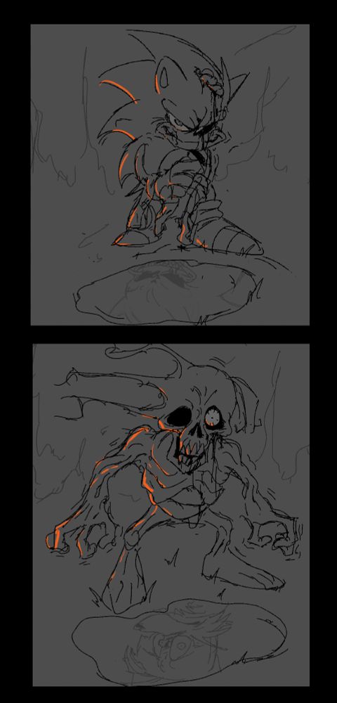 "You utter wretch... What.. what with the smirk?! False confidence gets you no where!"  Thanatos shivered in tone. Was it rage? Or perhaps it was fear. The same fear and dread that he suffered for the very day he lost it all, that thing, that scum,  

"Sonic", "Mortis", "Tom", it doesn't what or who he is now, it doesn't matter if this "Tom" is actually human, it doesn't matter, It's all a lie, It just a sick trick, a twisted extension of HIS design! This can't be a "Tom" his master ensures him otherwise, he can't be real!

"You don't DARE look down upon me! This is your last judgement, your sentence to oblivion! I can finally rest knowing you are finally gone, all  from the orders of the great master himself!"