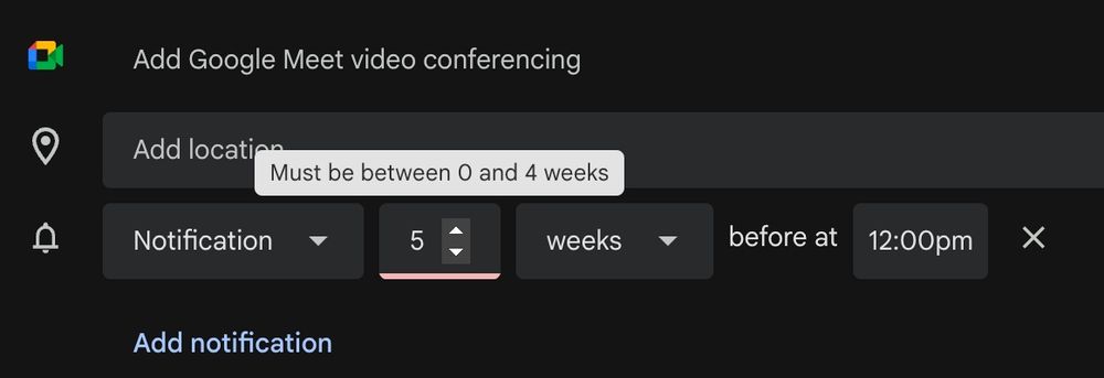 Google calendar screenshot