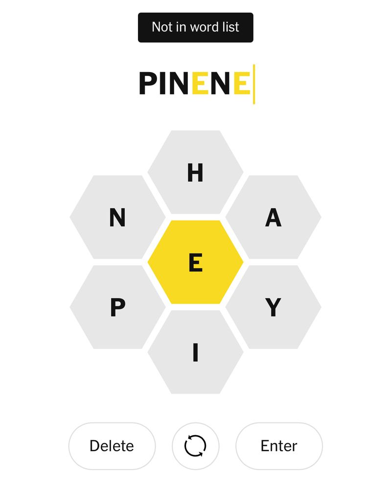 Pinene isn't a word according to the NYT spelling bee game. Fools!!