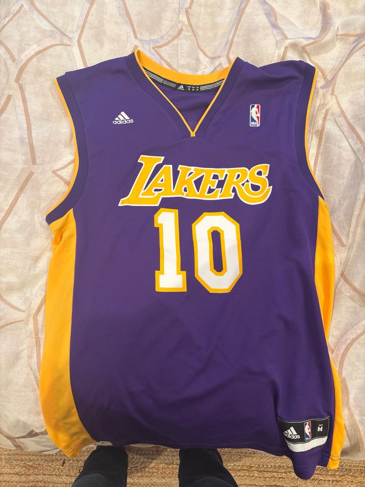 Front of a silly Steve Nash Lakers jersey