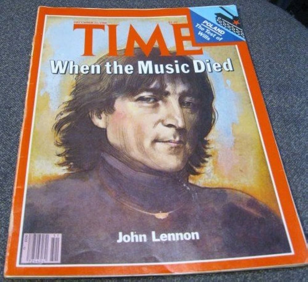 Time Magazine cover, headlined, "When the Music Died: John Lennon."
Image of John Lennon. 