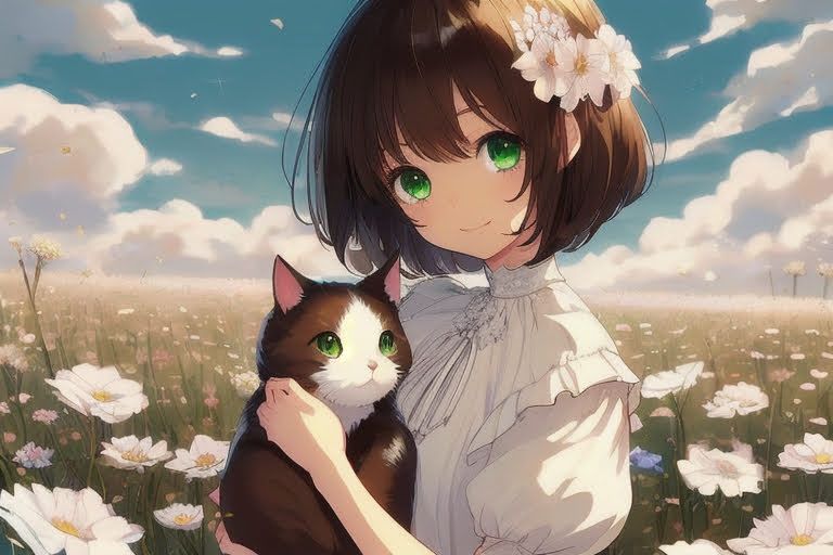 AI生成画, Stable Diffusion, 捕まえられたネコ