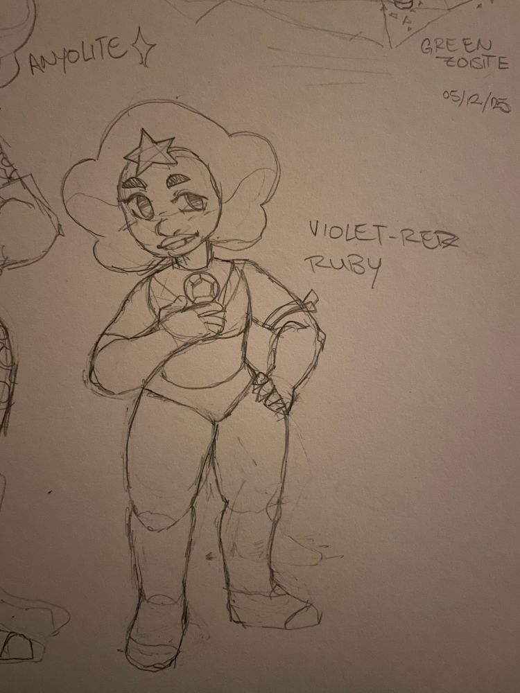 Star Ruby Close up!
Picture: Star Ruby is a rounded individual unlike like most rubies and has a fun, awkward, and quizzical expression.
Star Ruby is a guard for Zoisite ironically that has been instructed to bring zoisite where ever is needed.