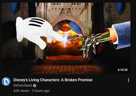 Screenshot of a YT recommendation for a new Defunctland video which is 4h+ long