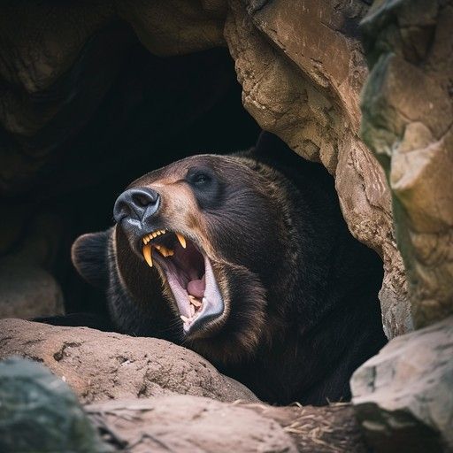 a bleary bear waking up from hibernation, ready to take on the world