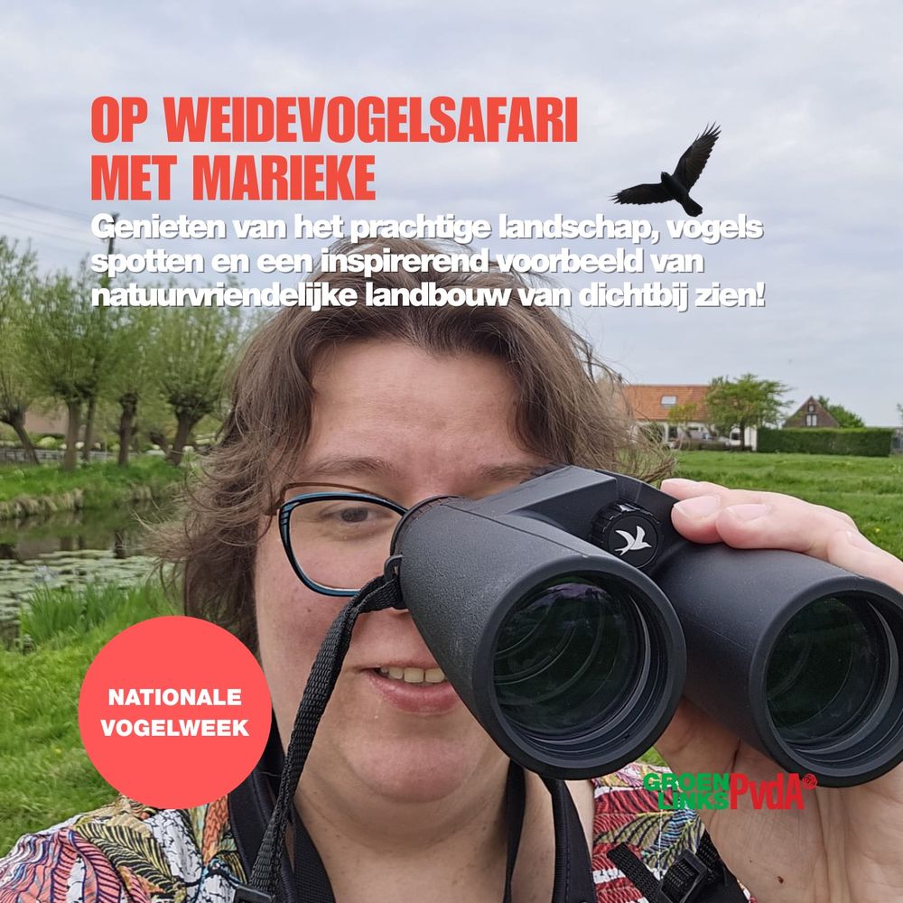 Selfie van Marieke Spekreijse met de verrekijker tijdens het werkbezoek