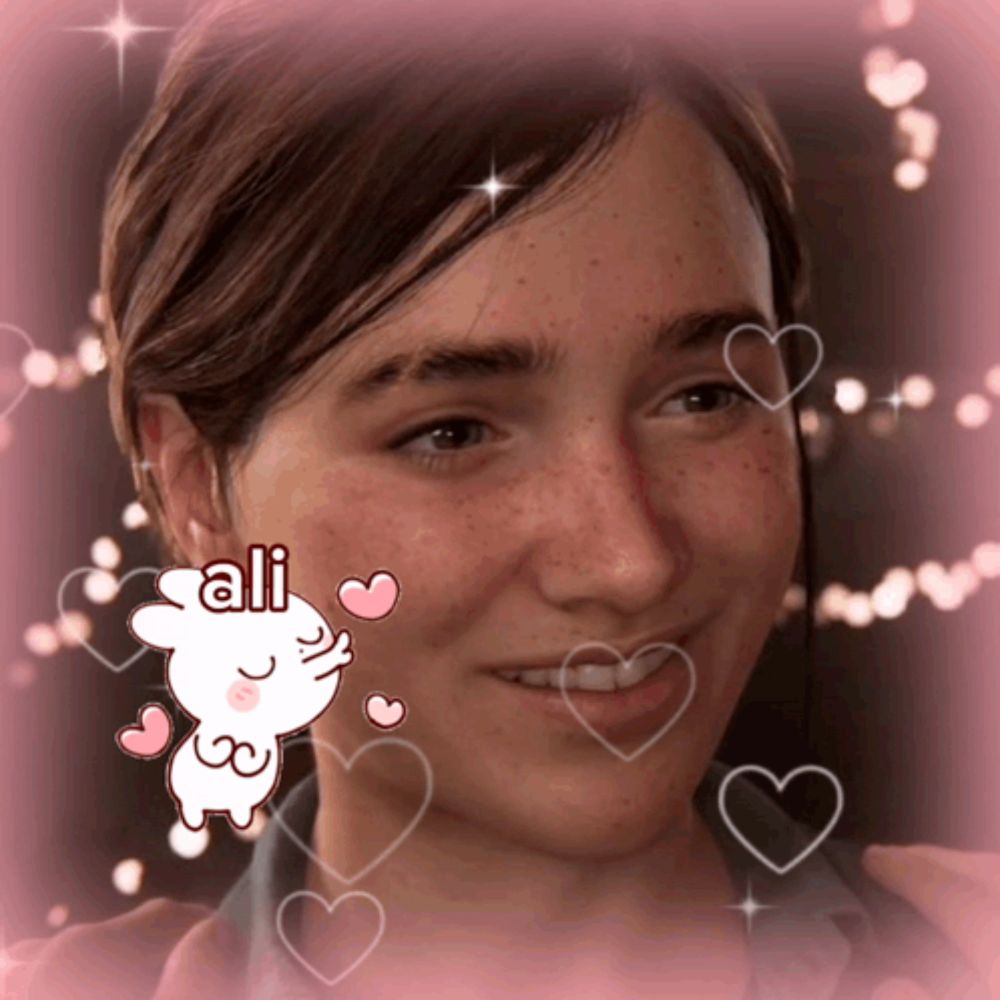 a picture of a girl with hearts around her and the name ali