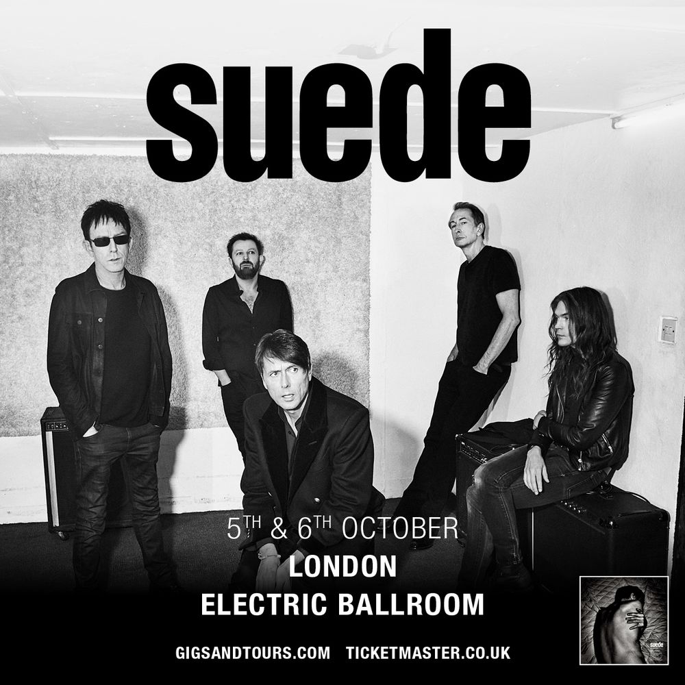 A promo box for the Suede two nighter at the Electric Ballroom, showing the band hanging around in a rehearsal space