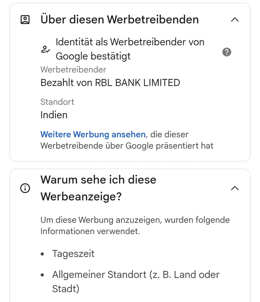 Identität des Werbetreibenden 