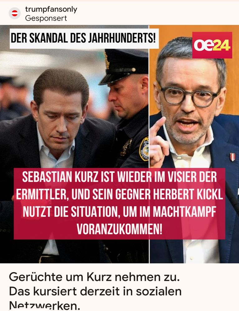 Werbeanzeige mit kurz und kickl