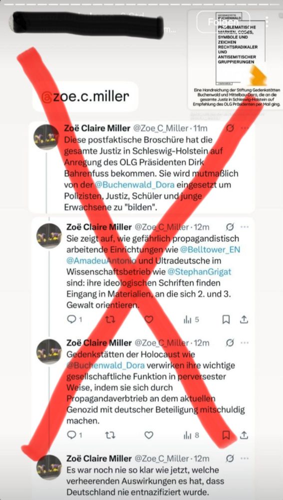 Screenshot eines Instagramposts in dem die Gedenkstätte Buchenwald angefeindet wird