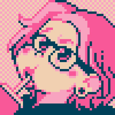 Izzi Rae in a teal and pink pixel 50x50 pixel avatar