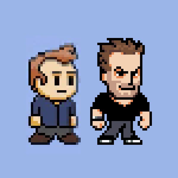 Jeff Winger from the pixelated episode and then my interpretation of the same character