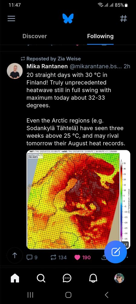 Picture of heat wave over Finland in 2025