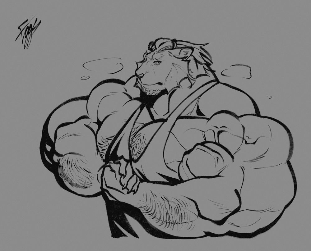 hyper muscle and hairy Yves flexing 