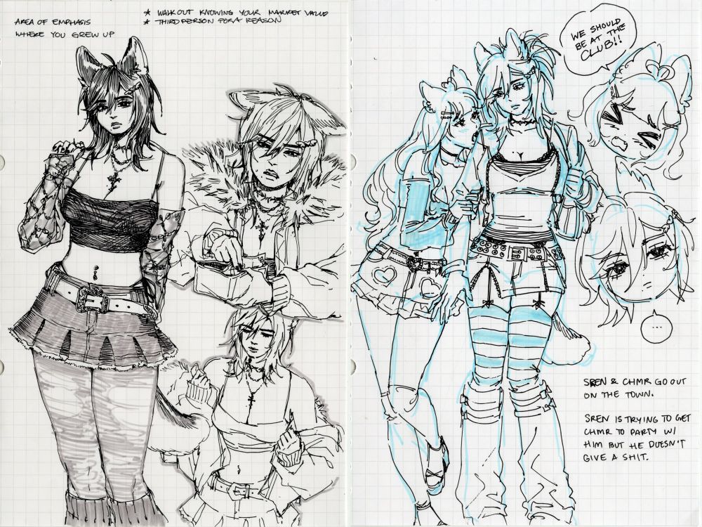 (L) oc CHMR (Chimera — He/Him)

(R) ocs SREN and CHMR (Siren, Chimera — He/Him)