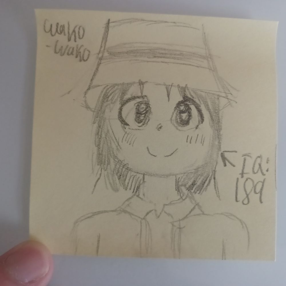 wako wako (iq of 189) sketch on a sticky note