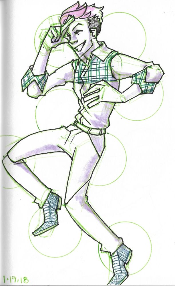 Old Pynk Sketch when they were probably still a nameless character. 
Plaid top and leather shoes