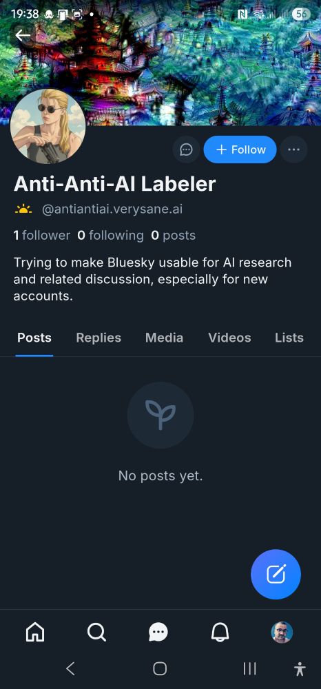 Screenshot of anti-anti-ai labeler account. 