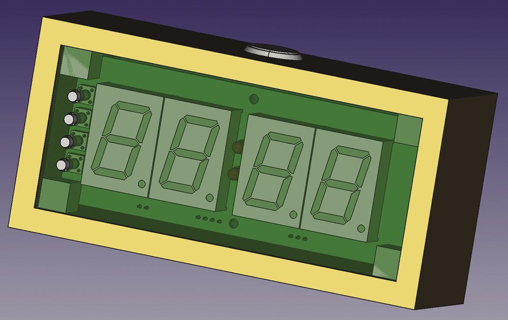 3-D model of the bedside clock you can build with this project