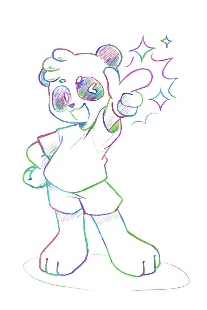 A drawn picture of my little sona guy snipping it's paws and winking at the viewer, made by @captainhanyuu.art!