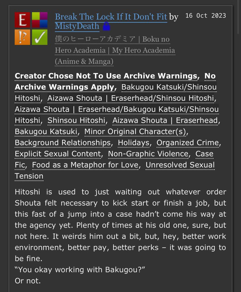 ArchiveofOurOwn.org Fic Link to Break The Lock If It Don’t Fit by MistyDeath