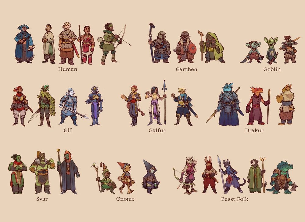 A collection of ancestries from my fantasy setting.