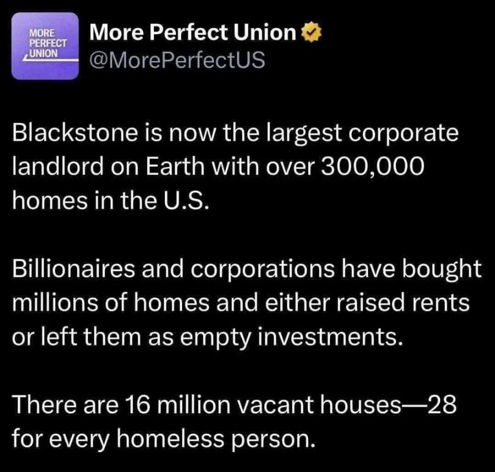 Blackstone is now the largest corporate landlord on Earth. Billionaires and corporations have bought millions of homes and either raised rents or left them as empty investments. 