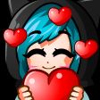 The Nerdy Neko chibi holding a heart.