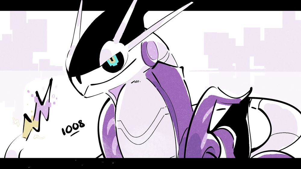 A drawing of Miraidon from Pokemon Scarlet and Violet