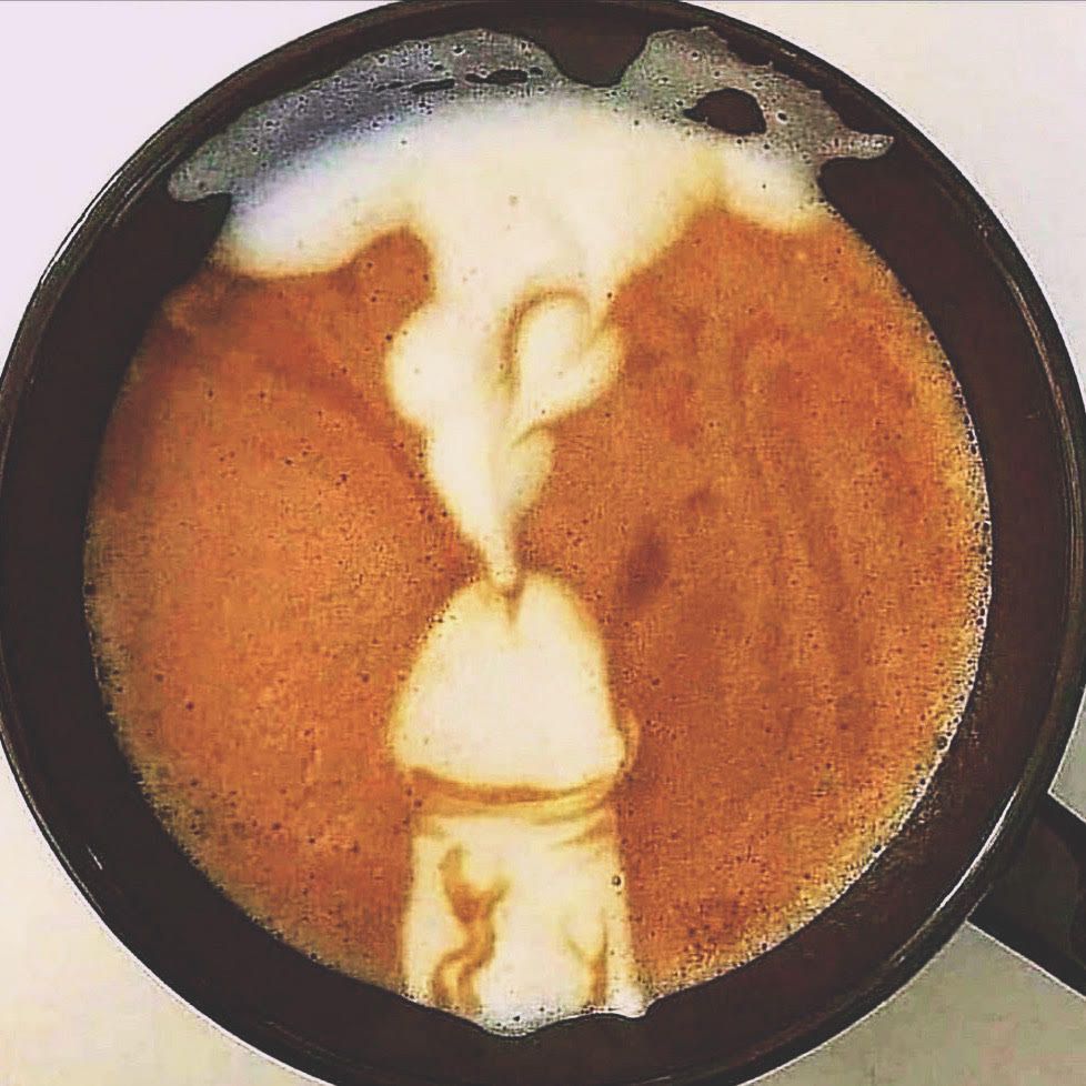 Latte art in the shape of a penis ejaculating