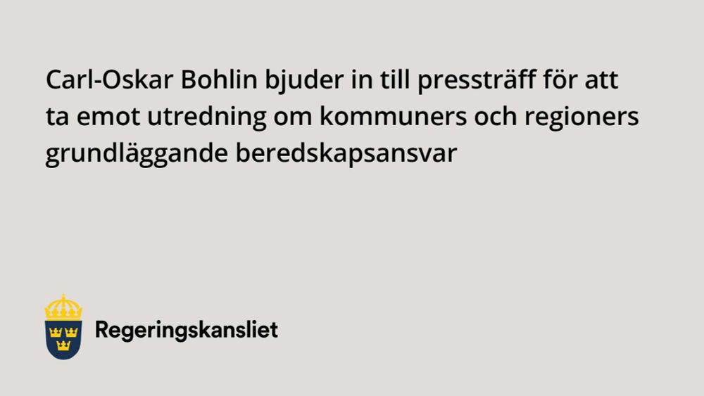 Carl-Oskar Bohlin tog emot utredning om kommuners och regioners grundläggande beredskapsansvar