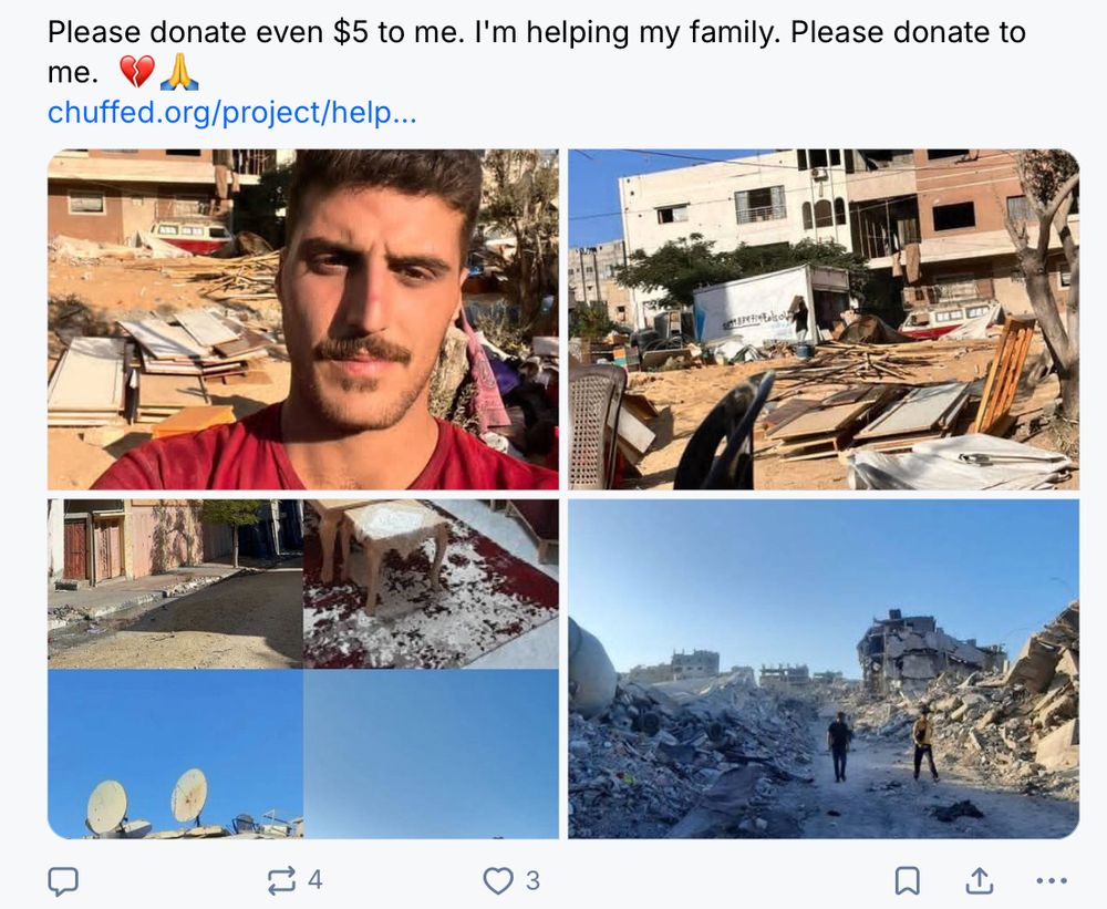 Ali Almadhoun au milieu des ruines de Gaza.
Pas un spam, juste un être humain dans un territoire dévasté par l'occupant et qui demande de l'aide.