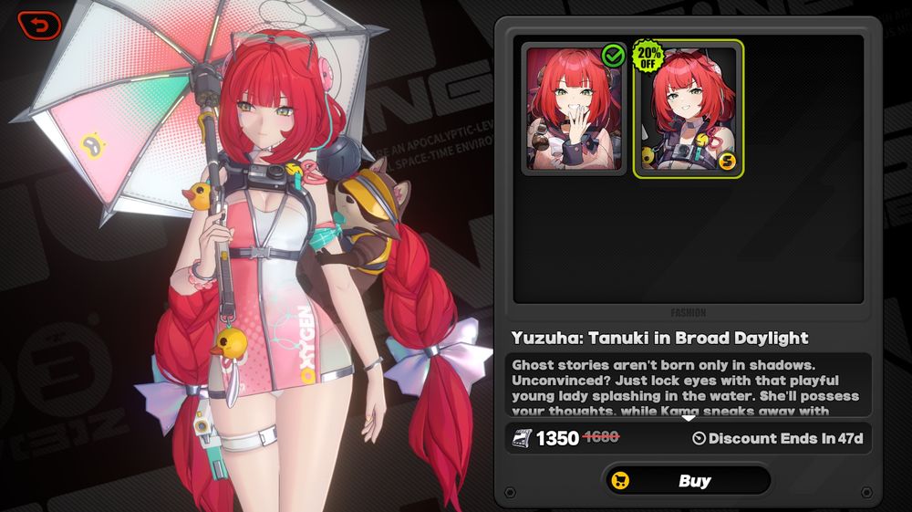 Screenshot of Yuzuha's swim suit skin in Hoyoverse's Zenless Zone Zero