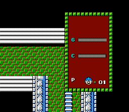 Weapon selection screen. So far I have collected Gutsman and Cutman's guns.