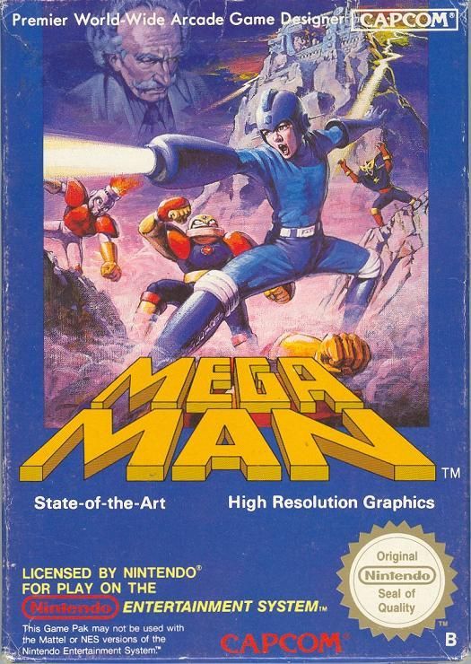 Front cover from the game Mega Man for NES