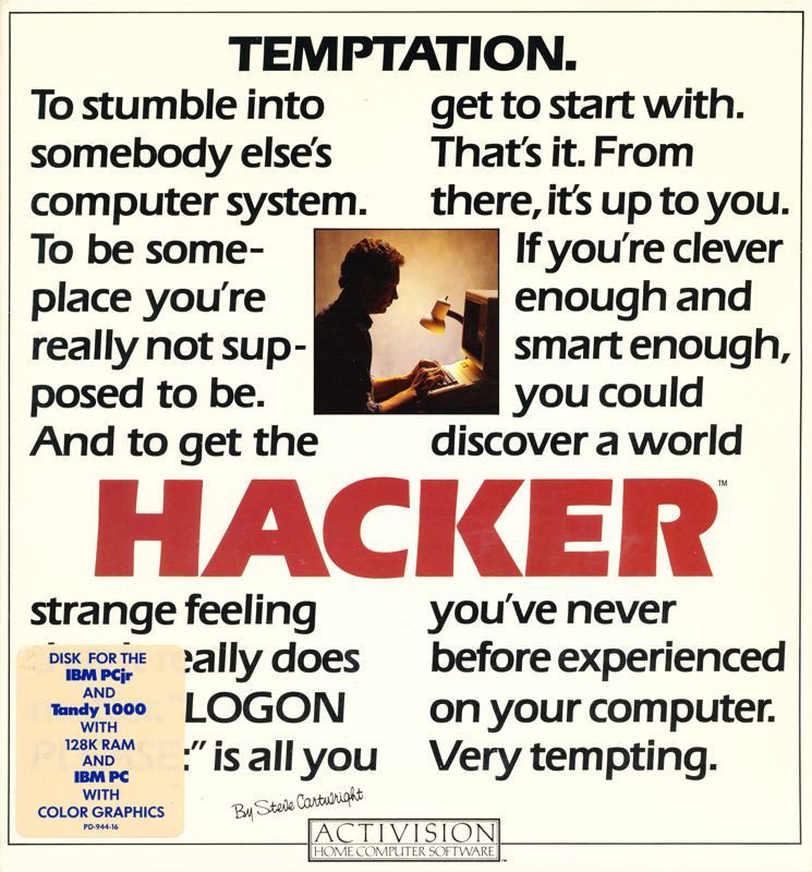Front cover from the game Hacker for DOS