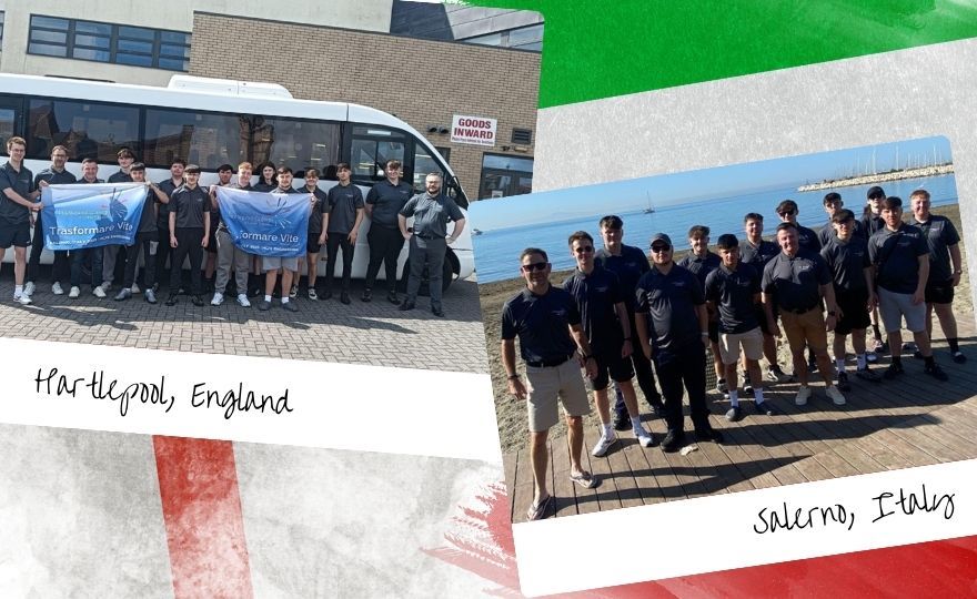From Hartlepool to Salerno in 12 hours ~ flying the flag for HCFE on Santa Teresa Beach (Amalfi Coast)
