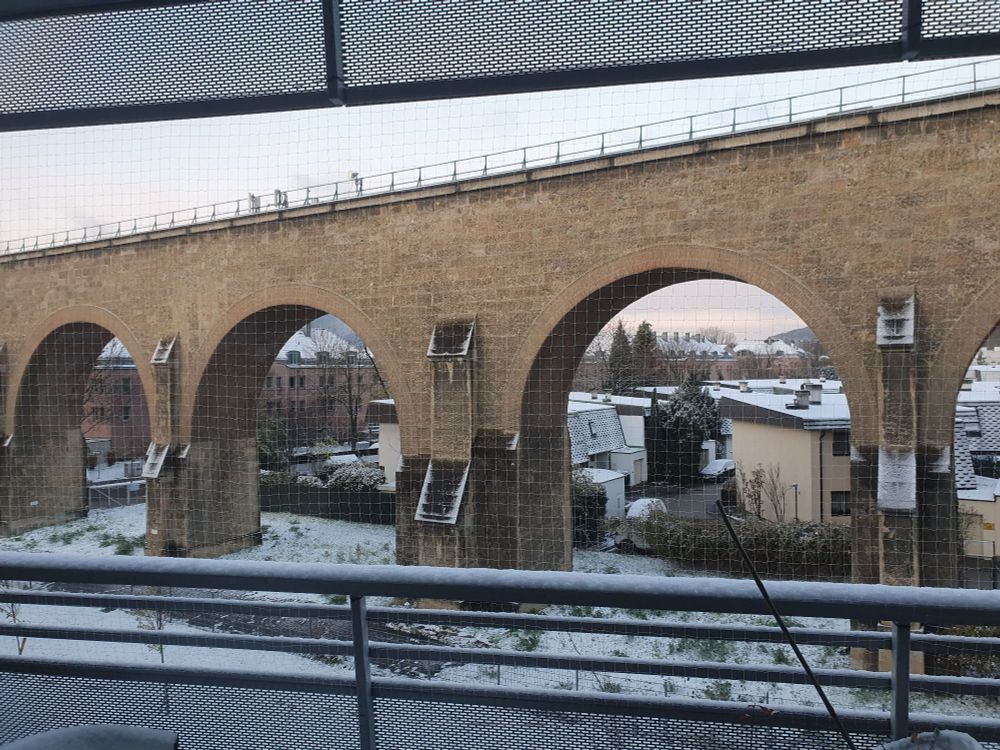 View of the Liesing aqueduct in snow