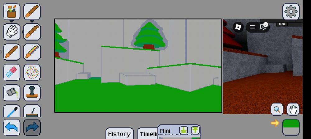 Pixel arte de um cenário de fundo em desenvolvimento do jogo flee the facility do roblox