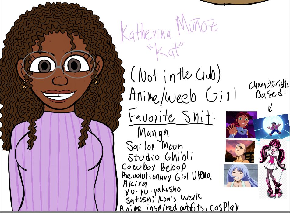 Katherine “Kat” Muñoz 
(Not in the club)
Otaku/weeb girl