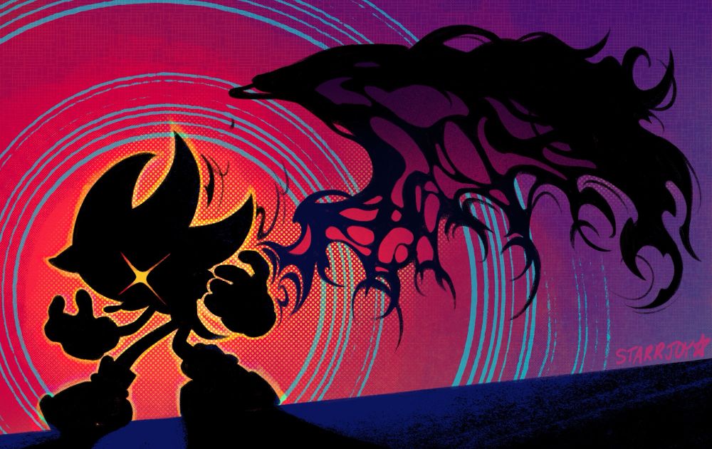 #sonicxshadowgenerations #sxsg #shadowthedgehog #sonicxshadowgenerationsspoilers 

A silhouetted Shadow the Hedgehog releasing his doom wings 