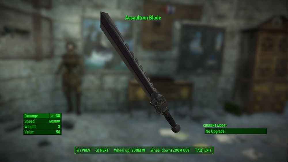 Assaultron Blade with a blurred background