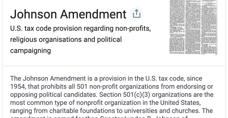 Description of the Johnson Amendment