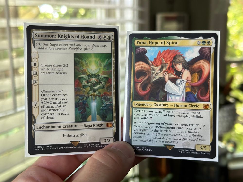 Magic the gathering cards knights of the round and Yuna 