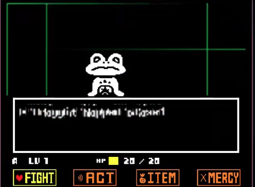 A screenshot of Undertale with hilariously broken text
